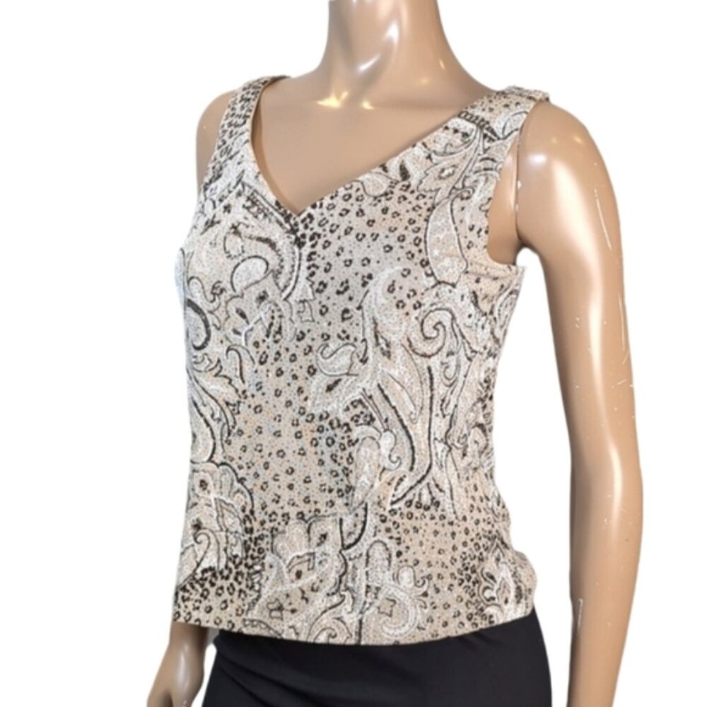 Xscape By Joanna Chen Formal Sleeveless Top Womens Size Large Embellished Gold